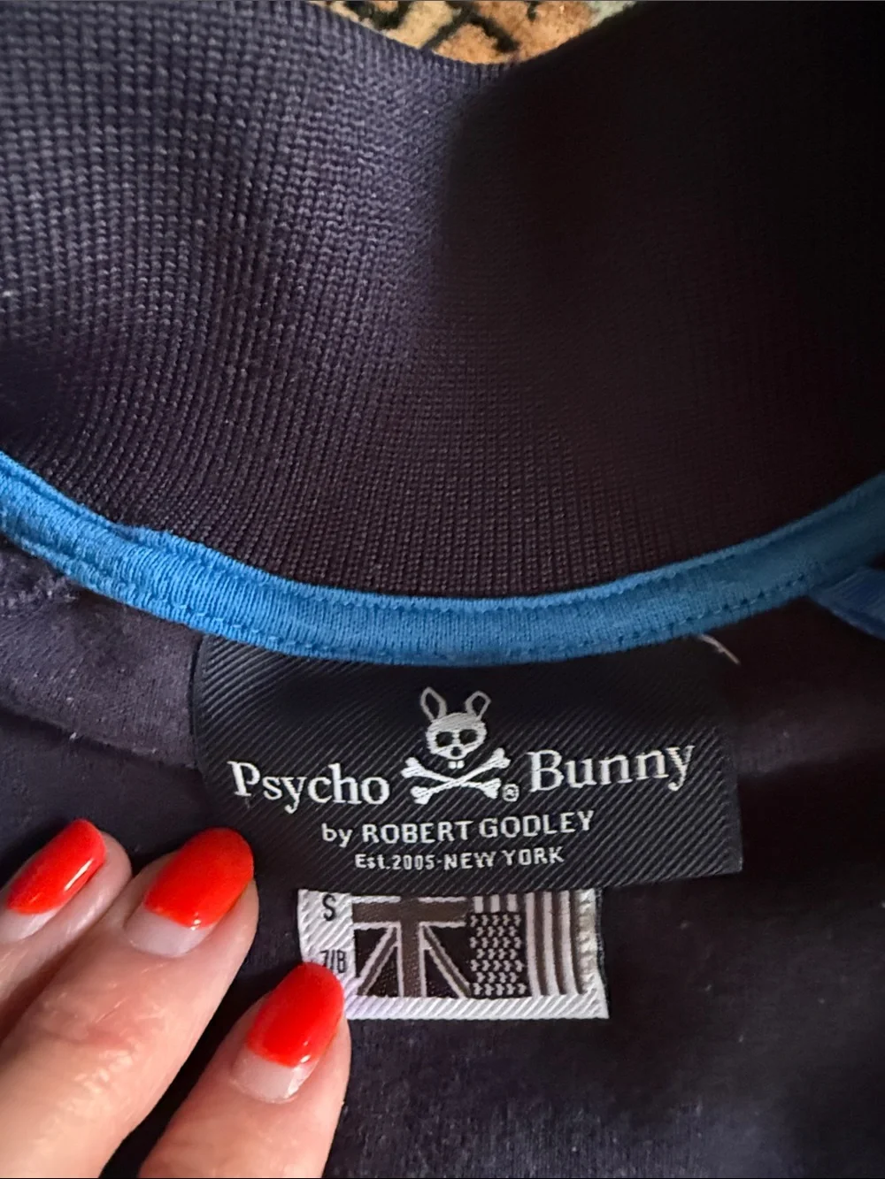 Psycho Bunny Navy Kids Zip Jacket with Light Blue Logo 7-8